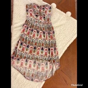 Charlotte Russe strapless hi-low print dress
